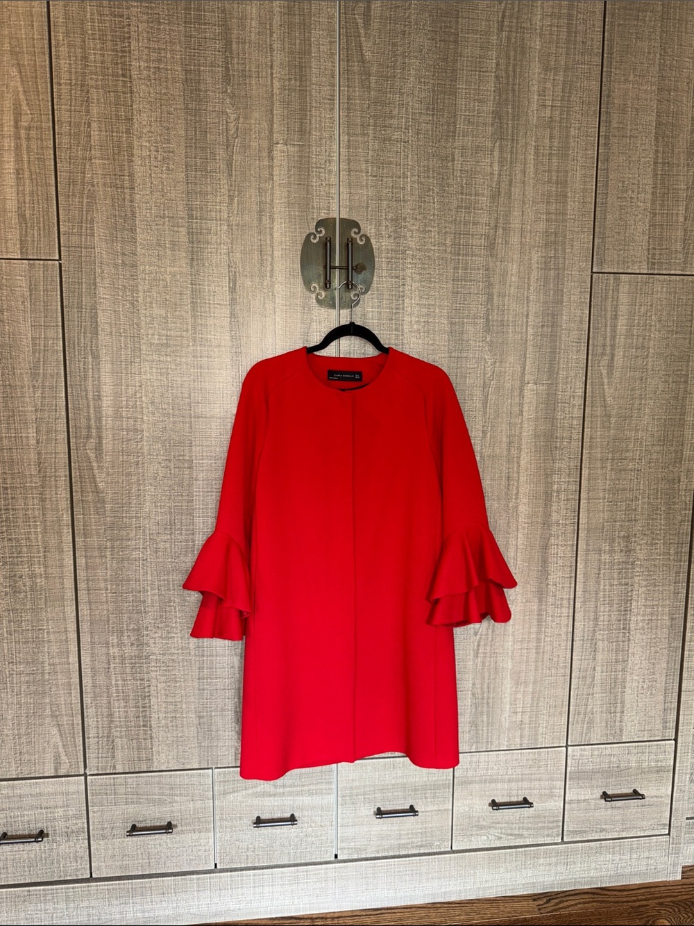 Zara Red Frilled Sleeve Coat